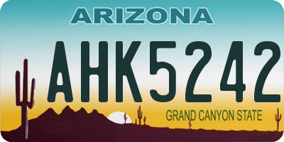 AZ license plate AHK5242