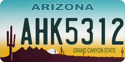 AZ license plate AHK5312