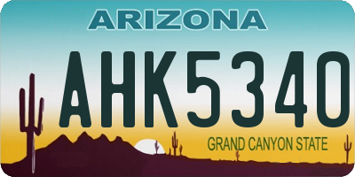 AZ license plate AHK5340