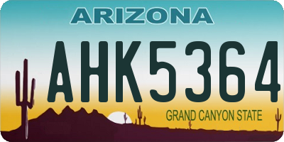 AZ license plate AHK5364