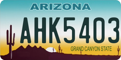 AZ license plate AHK5403