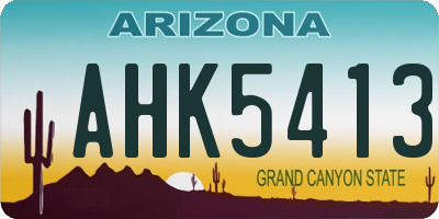 AZ license plate AHK5413