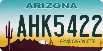 AZ license plate AHK5422