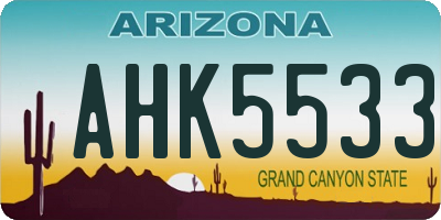 AZ license plate AHK5533