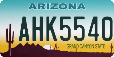 AZ license plate AHK5540