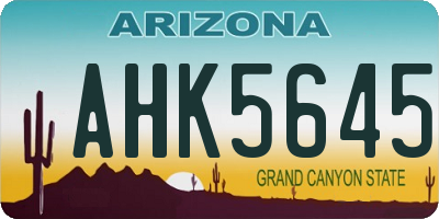AZ license plate AHK5645