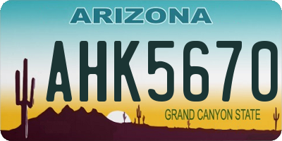 AZ license plate AHK5670