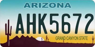 AZ license plate AHK5672