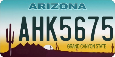 AZ license plate AHK5675