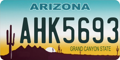 AZ license plate AHK5693