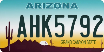 AZ license plate AHK5792