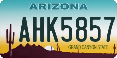 AZ license plate AHK5857