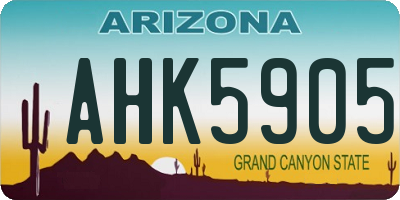 AZ license plate AHK5905