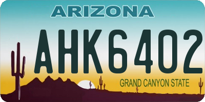AZ license plate AHK6402