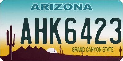 AZ license plate AHK6423