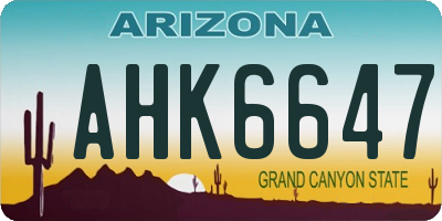 AZ license plate AHK6647