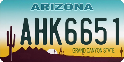 AZ license plate AHK6651
