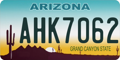 AZ license plate AHK7062