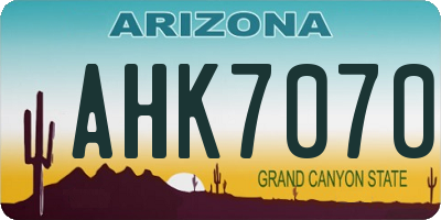 AZ license plate AHK7070