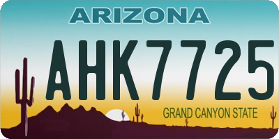 AZ license plate AHK7725