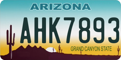 AZ license plate AHK7893