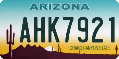AZ license plate AHK7921