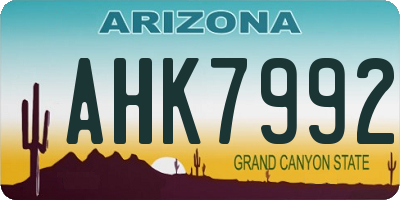 AZ license plate AHK7992