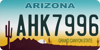 AZ license plate AHK7996