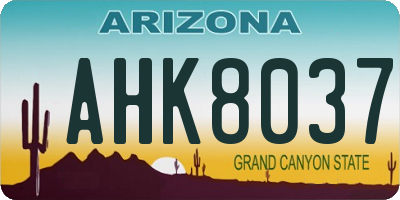 AZ license plate AHK8037