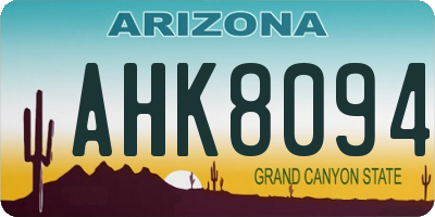 AZ license plate AHK8094