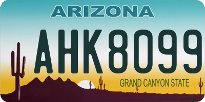 AZ license plate AHK8099