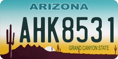 AZ license plate AHK8531