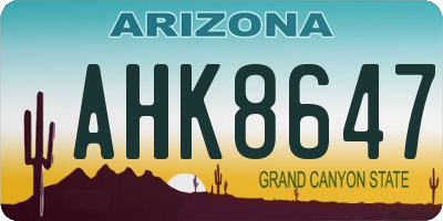 AZ license plate AHK8647