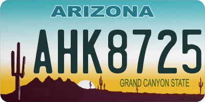 AZ license plate AHK8725