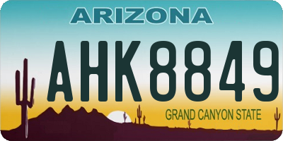 AZ license plate AHK8849