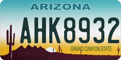 AZ license plate AHK8932