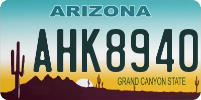 AZ license plate AHK8940