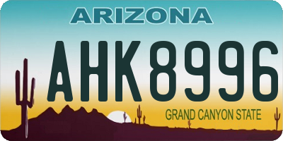 AZ license plate AHK8996