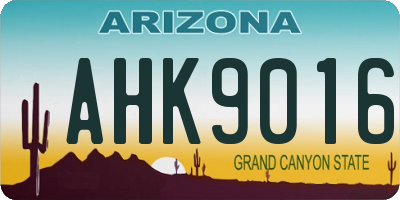AZ license plate AHK9016