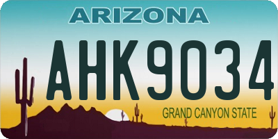 AZ license plate AHK9034