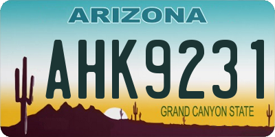 AZ license plate AHK9231