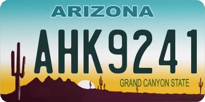 AZ license plate AHK9241