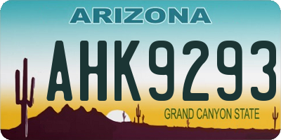 AZ license plate AHK9293