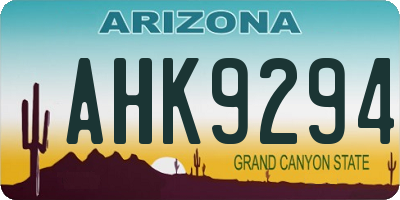 AZ license plate AHK9294