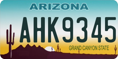 AZ license plate AHK9345