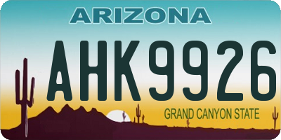 AZ license plate AHK9926