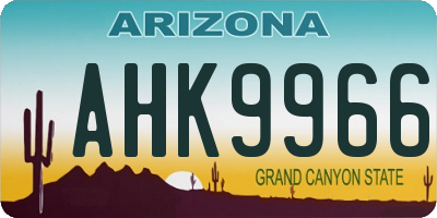 AZ license plate AHK9966