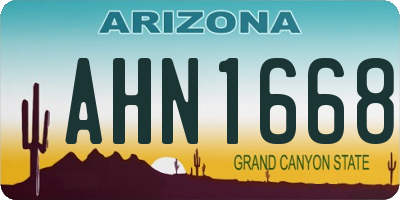 AZ license plate AHN1668