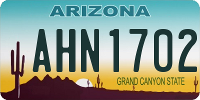 AZ license plate AHN1702
