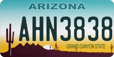 AZ license plate AHN3838